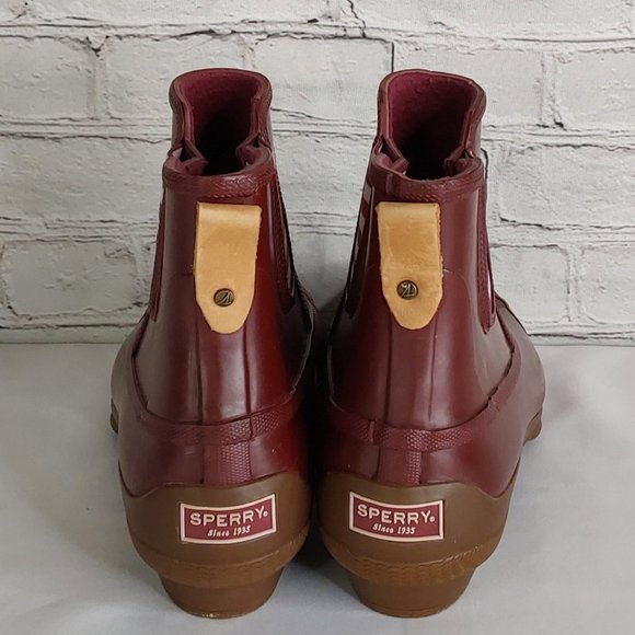 SPERRY 'SYREN COVE' RAIN BOOTS LEATHER PULL STRAP - Picture 3 of 16